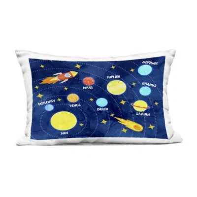 Stupell Industries Rocket Across Solar System Outdoor Printed Pillow, Design By Daphne Polselli In Blue Rocket Across Solar System