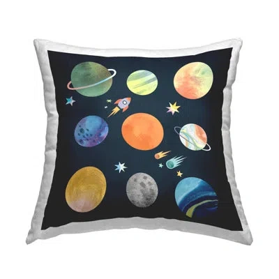 Stupell Industries Rocket Ship Solar System Outer Space Planets Printed Throw Pillow Design By Daphne Polselli In Beige