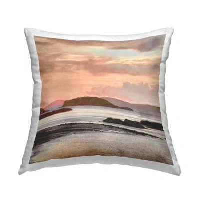 Stupell Industries Rocky Shore At Sunset Decorative Printed Throw Pillow By Alonzo Saunders In Brown;gray;orange