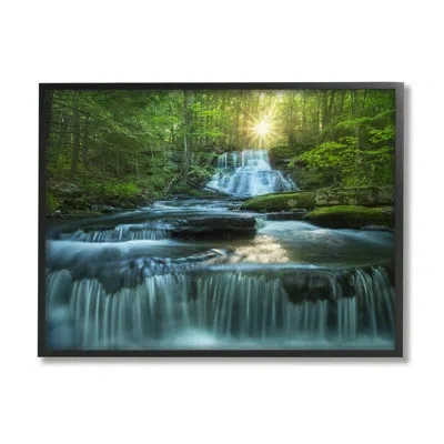 Stupell Industries Rocky Waterfall Landscape Canvas Wall Art Design By Patrick Zephyr In Midnight Black Framed Giclee