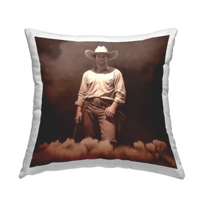 Stupell Industries Rodeo Cowboy Stance Decorative Printed Throw Pillow By Rb In Brown;white
