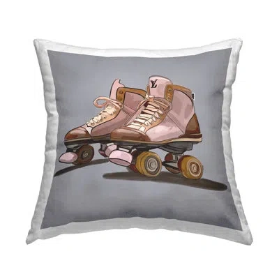 Stupell Industries Roller Skates On Grey Decorative Printed Throw Pillow Design By Amelia Noyes In Gray
