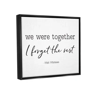 Stupell Industries Romantic Couple Quote By Lettered And Lined - Floater Frame Textual Art On Canvas In Jet Black Floater Frame
