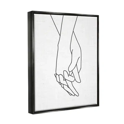 Stupell Industries Romantic Holding Hands Outline Drawing Loving Couple By Lettered And Lined - Floater Frame Print On  In Jet Black Floater Frame