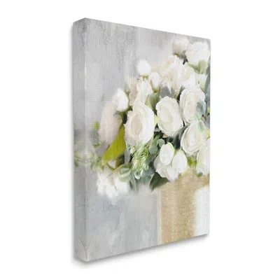 Stupell Industries Romantic White Roses Arrangement Canvas Wall Art By Anne Bailey In Beige