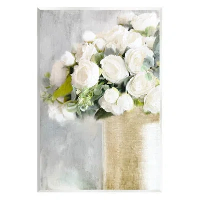 Stupell Industries Romantic White Roses Arrangement Giclee Art By Anne Bailey In Wood