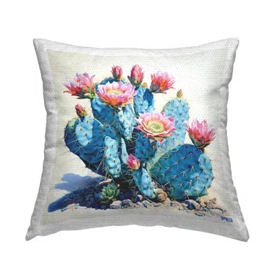 Stupell Industries Rosy Cactus Blooms Outdoor Printed Pillow By Rb In Blue