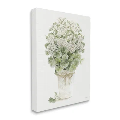 Stupell Industries Round Flower Bouquet Small White Dainty Petals By Cindy Jacobs - Floater Frame Painting On Canvas In Multi-color