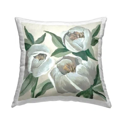 Stupell Industries Round White Peonies Decorative Printed Throw Pillow By Jacob Q