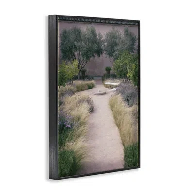Stupell Industries Rounded Garden Path Bench Framed Giclee Art, Design By Deborah Revell In Midnight Black Framed Giclee