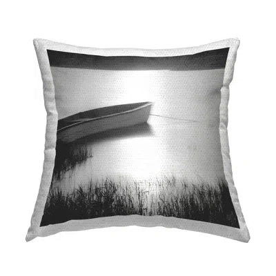 Stupell Industries Rowboat On Peaceful Shore Outdoor Printed Pillow By Chip Forelli In Black
