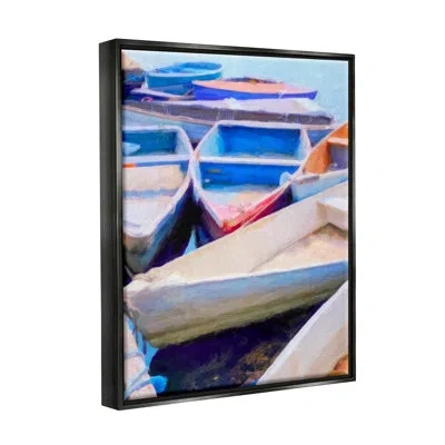 Stupell Industries Rowboats At Dock Painting Canvas Wall Art Design By Graffi*tee Studios In Jet Black Floater Frame