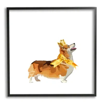 Stupell Industries Royal Corgi Dog By Amelia Noyes Single Picture Frame Print On Canvas In Midnight Black Framed Giclee