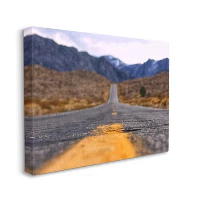 Stupell Industries Rural Ground View Country Highway Road Distant Peaks By Jeff Poe - Floater Frame Photograph On Canva In Wrapped Canvas