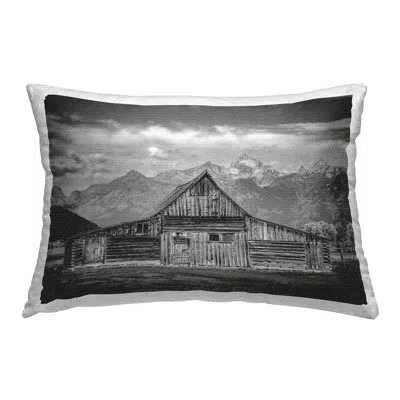 Stupell Industries Rural Mountain Barn Outdoor Printed Pillow By Daniel Sproul In Black;gray