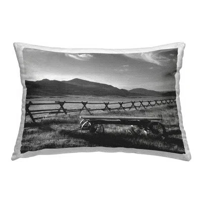 Stupell Industries Rural Wagon & Fence Outdoor Printed Pillow By Steve Toole In Black