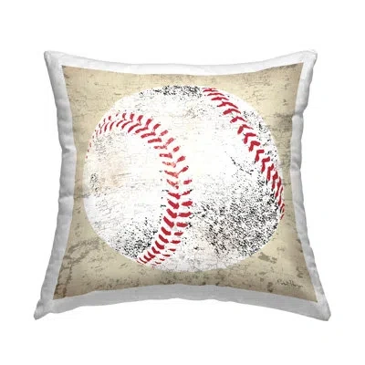 Stupell Industries Rustic Baseball Sports Ball Printed Throw Pillow Design By Peter Horjus In Beige