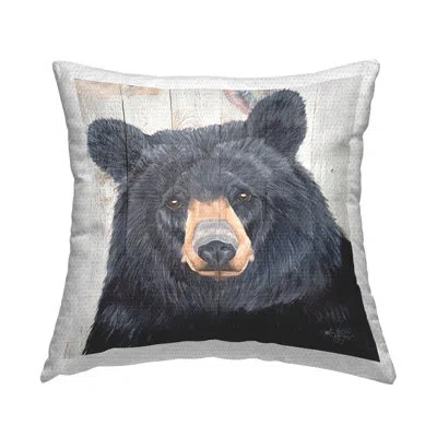 Stupell Industries Rustic Bear Face Outdoor Printed Pillow By Diane Fifer In Gray
