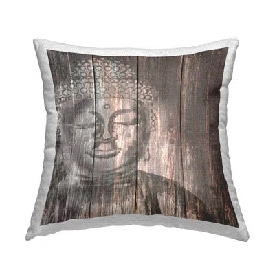 Stupell Industries Rustic Buddha Face Printed Outdoor Throw Pillow Design By Conrad Knutsen In Brown