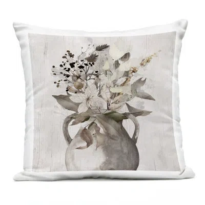 Stupell Industries Rustic Cottage Bouquet Design By Val Rhodes Outdoor Printed Pillow In Tan