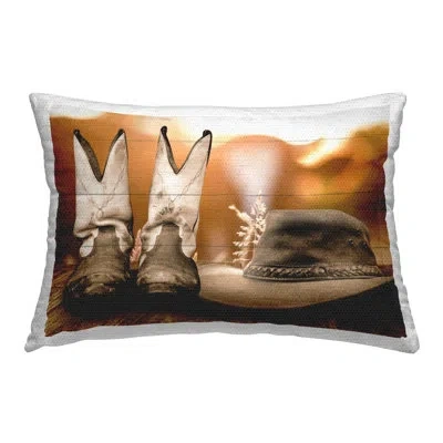 Stupell Industries Rustic Cowboy Fashion Outdoor Printed Pillow By Marcus Prime In Brown;white