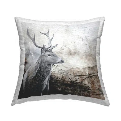 Stupell Industries Rustic Deer Abstraction Outdoor Printed Pillow By Design Fabrikken In Gray
