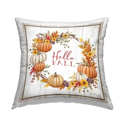 Stupell Industries Rustic Hello Fall Printed Outdoor Throw Pillow Design By Elizabeth Tyndall In Orange