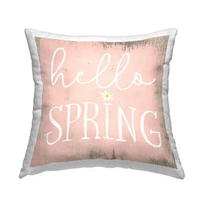 Stupell Industries Rustic Hello Spring Decorative Printed Throw Pillow Design By Daphne Polselli In Pink