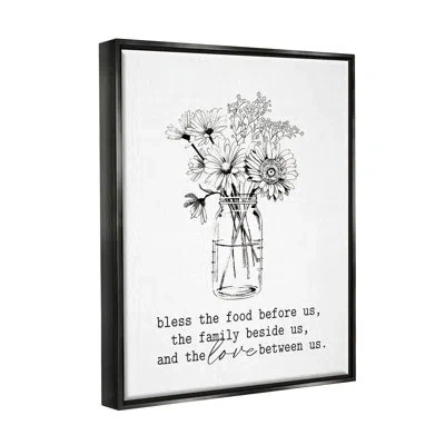 Stupell Industries Rustic Jar Bouquet Casual Uplifting Family Quote By Lettered And Lined - Floater Frame Print On Canv In Jet Black Floater Frame