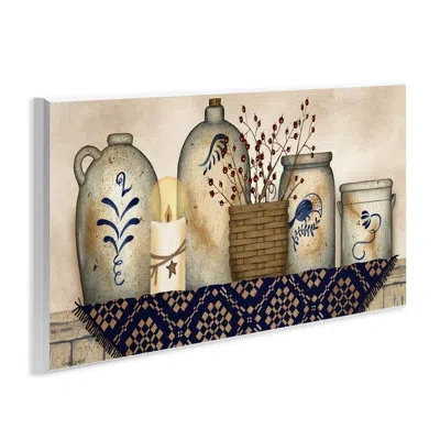 Stupell Industries Rustic Kitchen Jars Wall Plaque Art By Linda Spivey In Blue