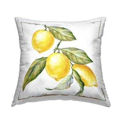Stupell Industries Rustic Lemon Plant Outdoor Printed Pillow By Graffitee Studios In Yellow