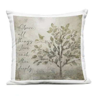 Stupell Industries Rustic Love Each Other Deeply Design By John Spaeth Outdoor Printed Pillow In Green