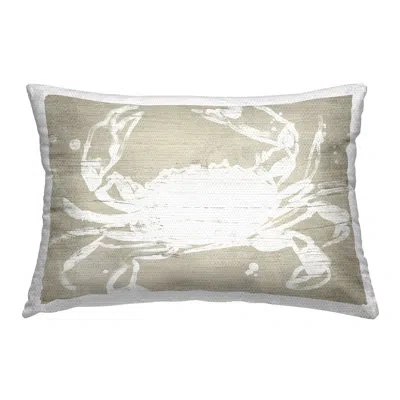 Stupell Industries Rustic Marine Crab Outdoor Printed Pillow By June Erica Vess In White;gray