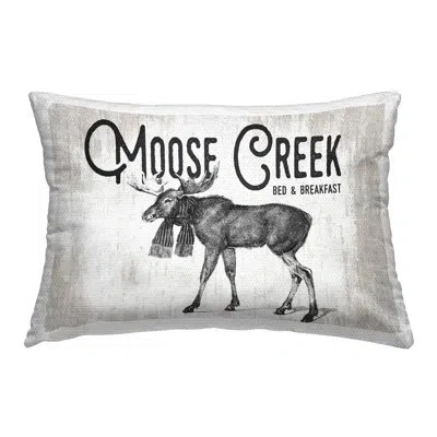 Stupell Industries Rustic Moose Creek Outdoor Printed Pillow By Lettered And Lined In Black;white;gray
