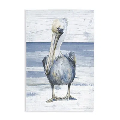 Stupell Industries Rustic Nautical Pelican By Patricia Pinto No Frame Print On Wood In Blue