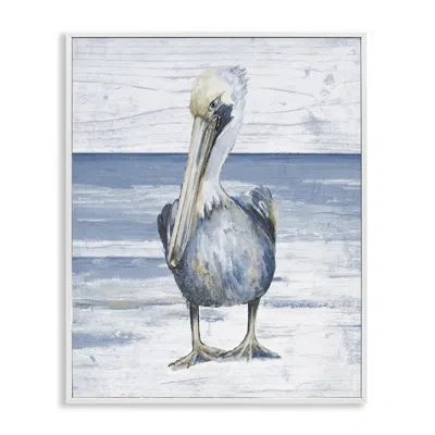 Stupell Industries Rustic Nautical Pelican By Patricia Pinto Single Picture Frame Print On Canvas In Coastal White Framed Giclee