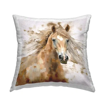 Stupell Industries Rustic Pattern Horse Outdoor Printed Pillow By Irena Orlov In Tan
