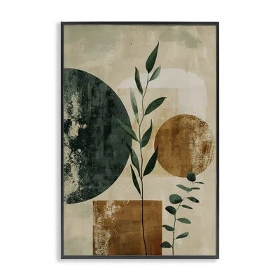 Stupell Industries Rustic Sprigs & Shapes Giclee Art By Lsr Design Studio In Midnight Black Framed Giclee