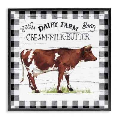 Stupell Industries Rustic Spring Cow Framed Giclee Art By Elena Vladykina In Midnight Black Framed Giclee