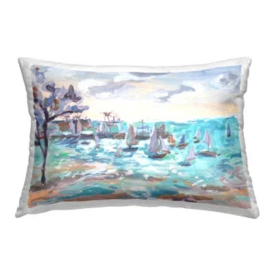 Stupell Industries Sailboat Fleet By Shore Decorative Printed Throw Pillow By Melissa Wang In Blue