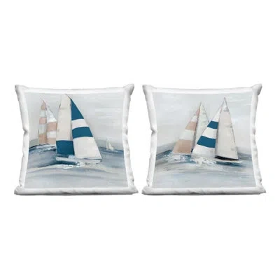 Stupell Industries Sailboat Fleet Voyage Design By Sally Swatland Throw Pillow (set Of 2) In Blue