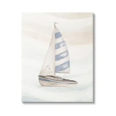 Stupell Industries Sailing Calm Ocean Waves Lone Boat Drifting By Patricia Pinto - Painting In Wrapped Canvas
