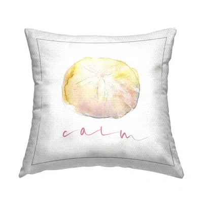 Stupell Industries Sand Dollar Calm Phrase Printed Outdoor Throw Pillow Design By John Keeling In Yellow