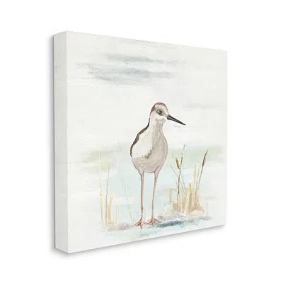 Stupell Industries Sandpiper Bird Beach Grass Sprigs Canvas Wall Art By Patricia Pinto In Black;beige;cream