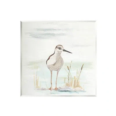 Stupell Industries Sandpiper Bird Beach Grass Sprigs Giclee Art By Patricia Pinto In Wood