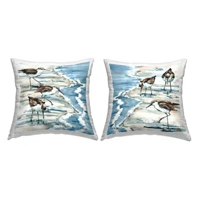 Stupell Industries Sandpiper Birds Strolling Ocean Shore Scene Printed Throw Pillow Design By Paul Brent (set Of 2)