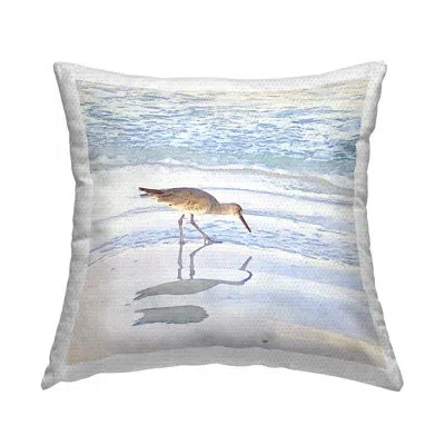 Stupell Industries Sandpiper Reflecting On Shore Outdoor Printed Pillow By Christine Zalewski In Blue