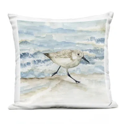 Stupell Industries Sandpiper Striding Shore Design By Nan Outdoor Printed Pillow In Blue