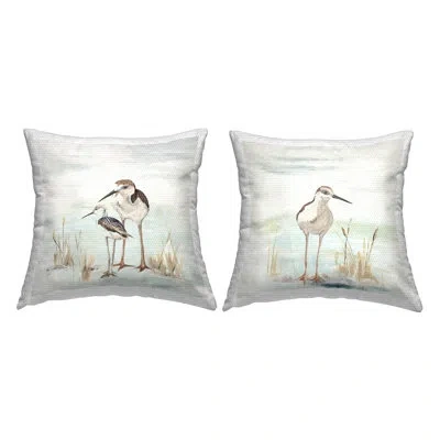 Stupell Industries Sandpipers Summer Beach Grass 2 Piece Outdoor Printed Pillow Set By Patricia Pinto In Brown;white;green