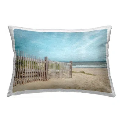 Stupell Industries Sandy Beach Footprints Outdoor Printed Pillow By Brooke T. Ryan In Blue